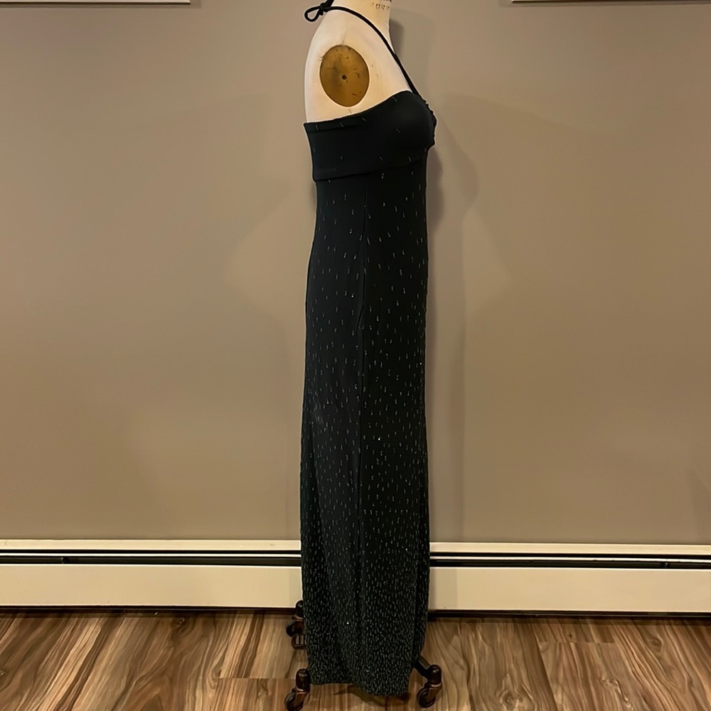Beaded strapless halter dark green cocktail dress - handmade, beautiful! - Picture 7 of 8